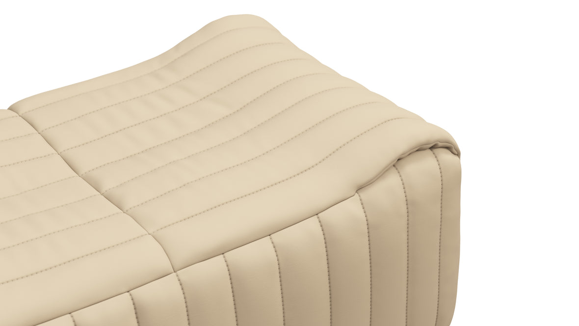 Sandra - Sandra Ottoman, Alabaster Vegan Leather