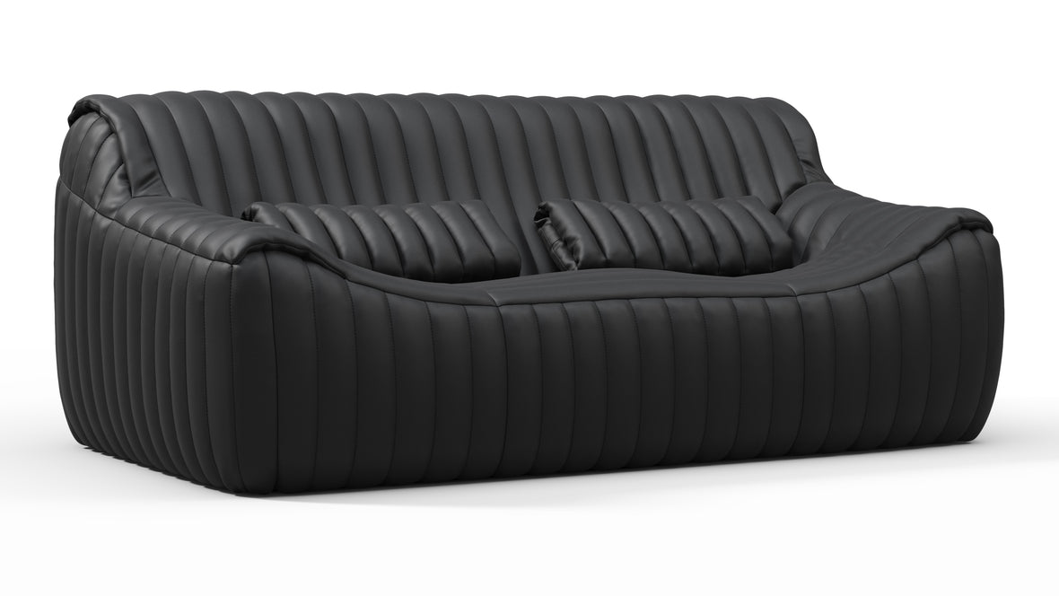 Sandra - Sandra Two Seater Sofa, Black Vegan Leather