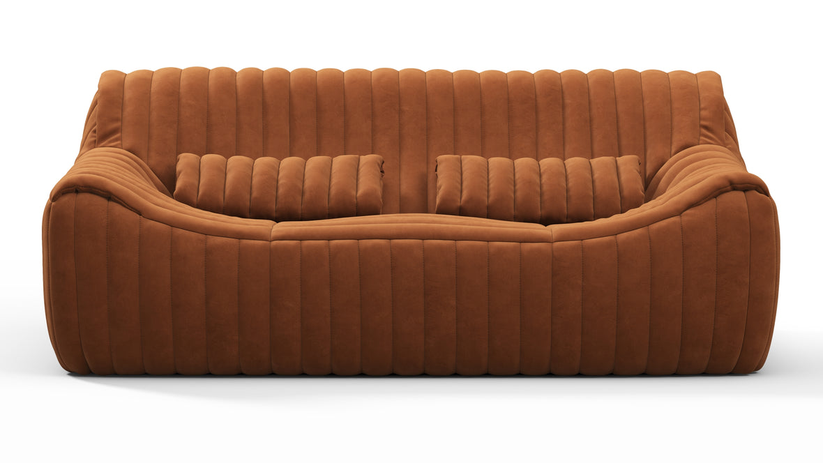 Sandra - Sandra Two Seater Sofa, Burnt Orange Vegan Suede