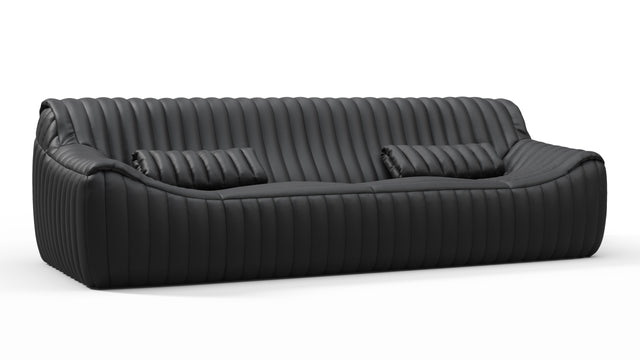 Sandra - Sandra Three Seater Sofa, Black Vegan Leather