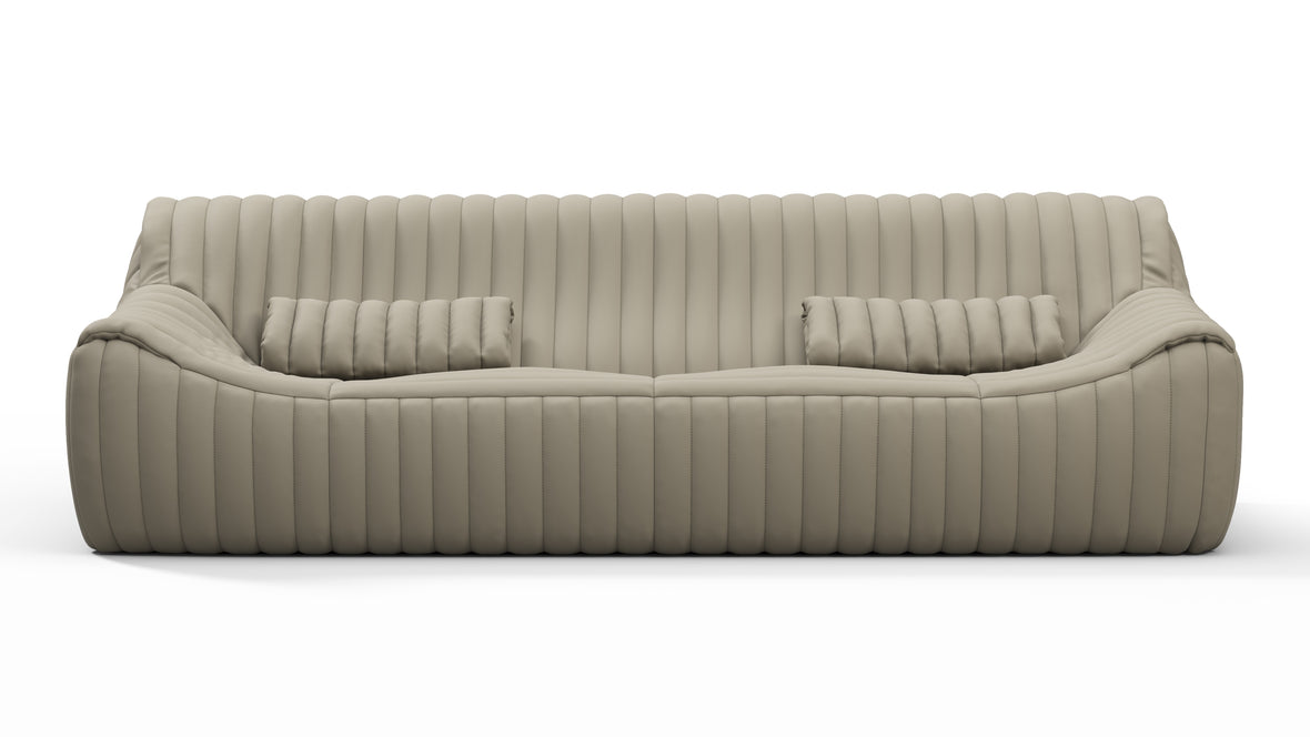 Sandra - Sandra Three Seater Sofa, Beige Gray Vegan Leather