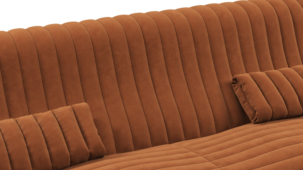 Sandra - Sandra Three Seater Sofa, Burnt Orange Vegan Suede