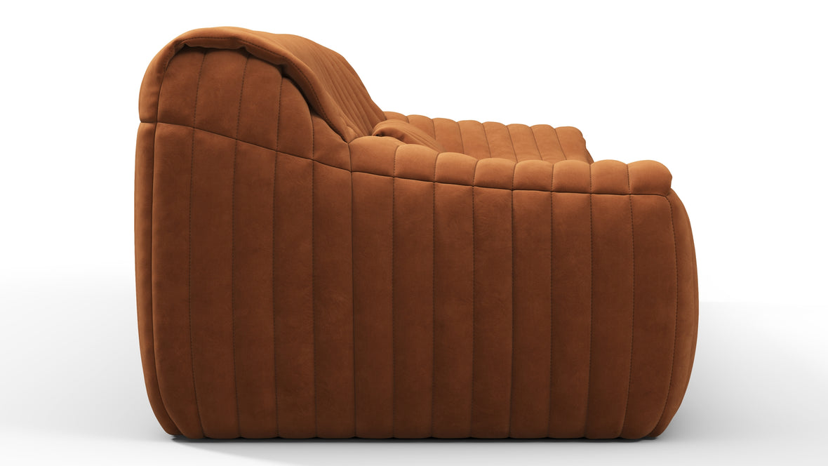 Sandra - Sandra Three Seater Sofa, Burnt Orange Vegan Suede