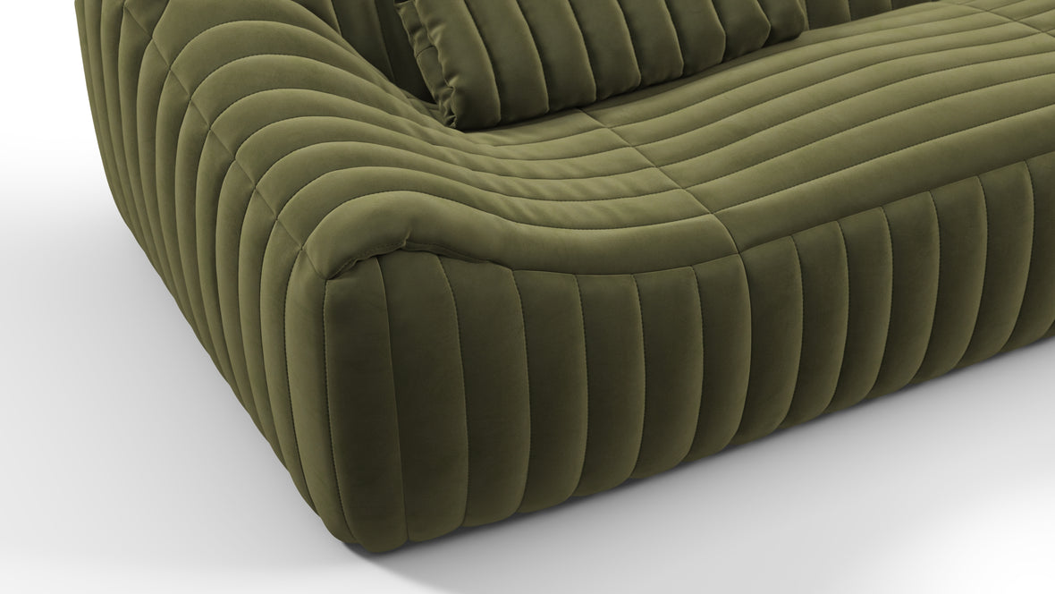 Sandra - Sandra Three Seater Sofa, Olive Green Velvet