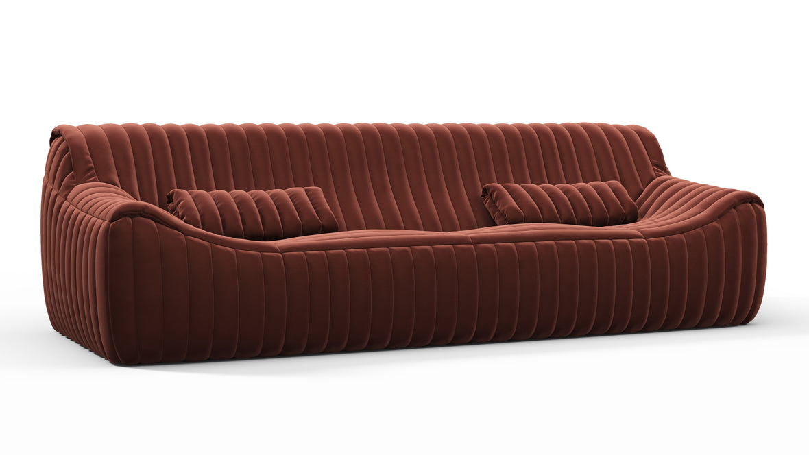 Sandra - Sandra Three Seater Sofa, Burgundy Velvet