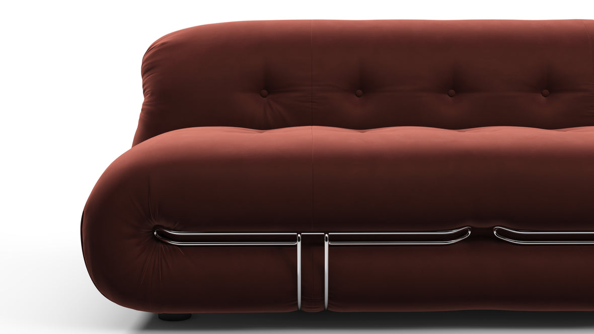 Soriana - Soriana Three Seater Sofa, Burgundy Velvet