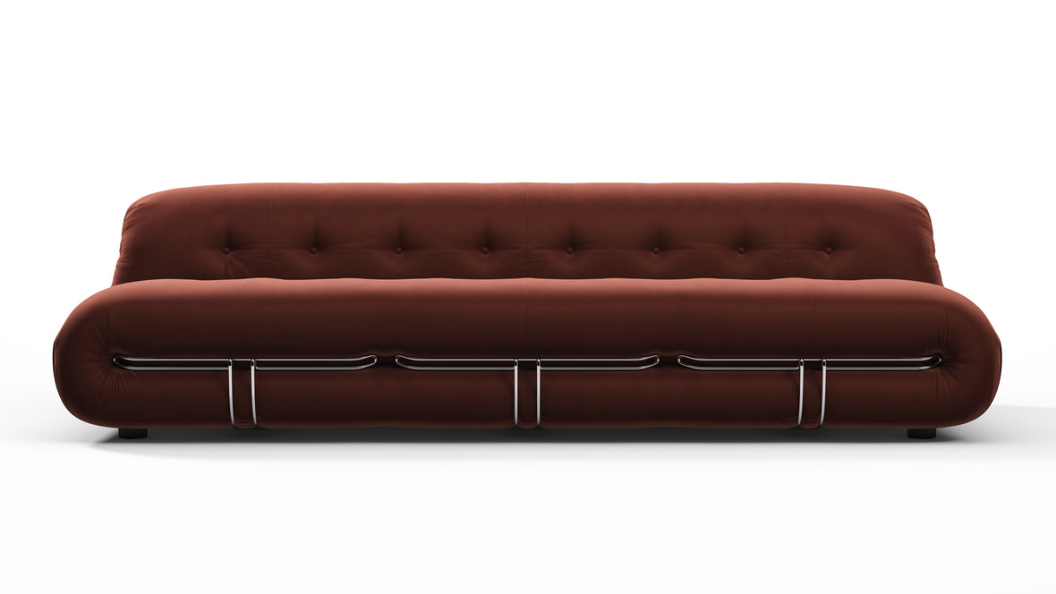 Soriana - Soriana Three Seater Sofa, Burgundy Velvet