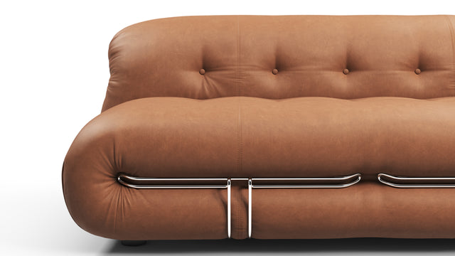 Soriana - Soriana Three Seater Sofa, Chestnut Vegan Leather