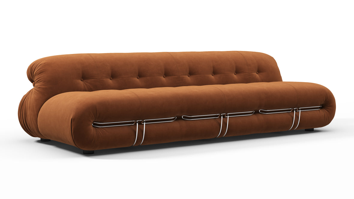 Soriana - Soriana Three Seater Sofa, Burnt Orange Vegan Suede