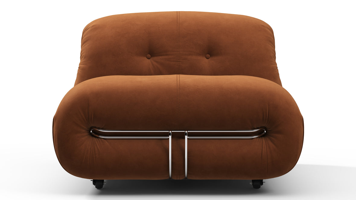 Soriana - Soriana Lounge Chair, Burnt Orange Vegan Suede