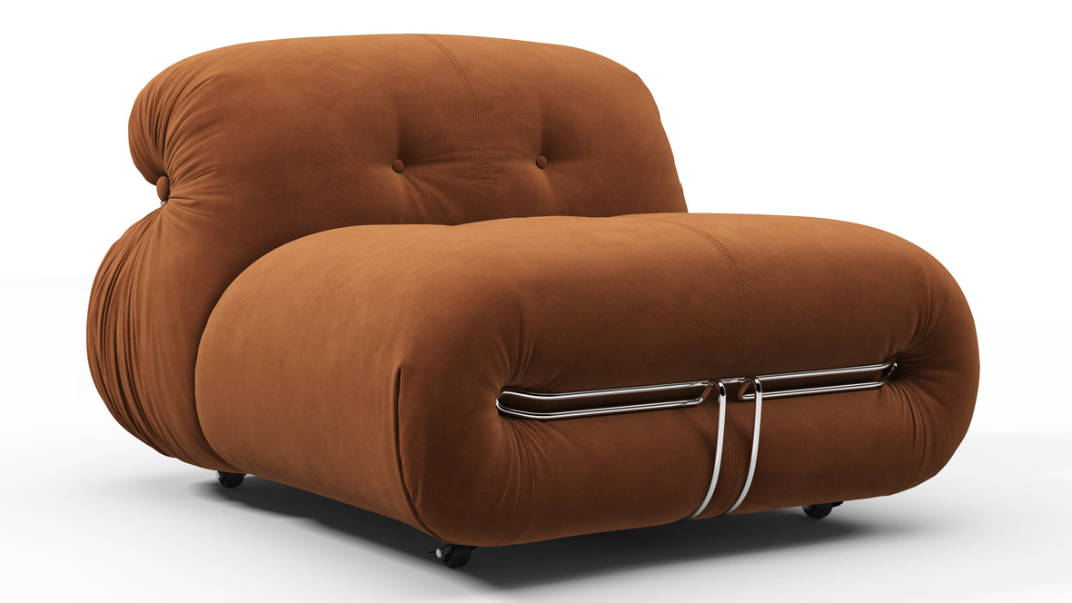 Soriana - Soriana Lounge Chair, Burnt Orange Vegan Suede