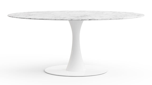 Turin - Turin Oval Dining Table, Carrara Marble, 67