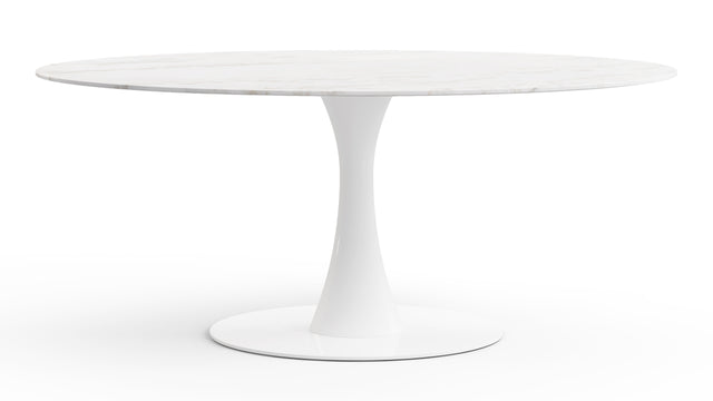 Turin - Turin Oval Dining Table, Calacatta Marble, 67