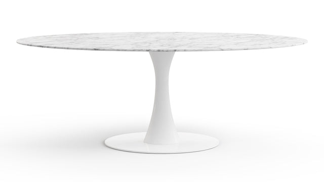 Turin - Turin Oval Dining Table, Carrara Marble, 77