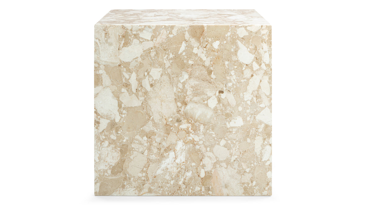 Plinth - Plinth Short Side Table, Kunis Breccia Marble