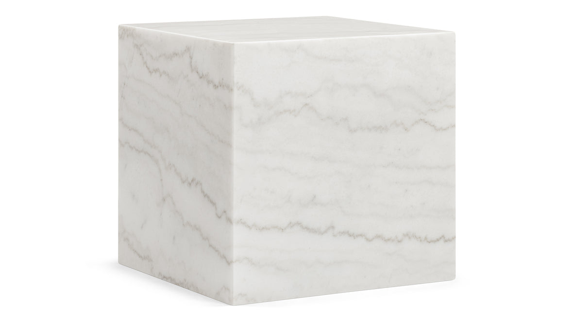 Plinth - Plinth Short Side Table, White Marble