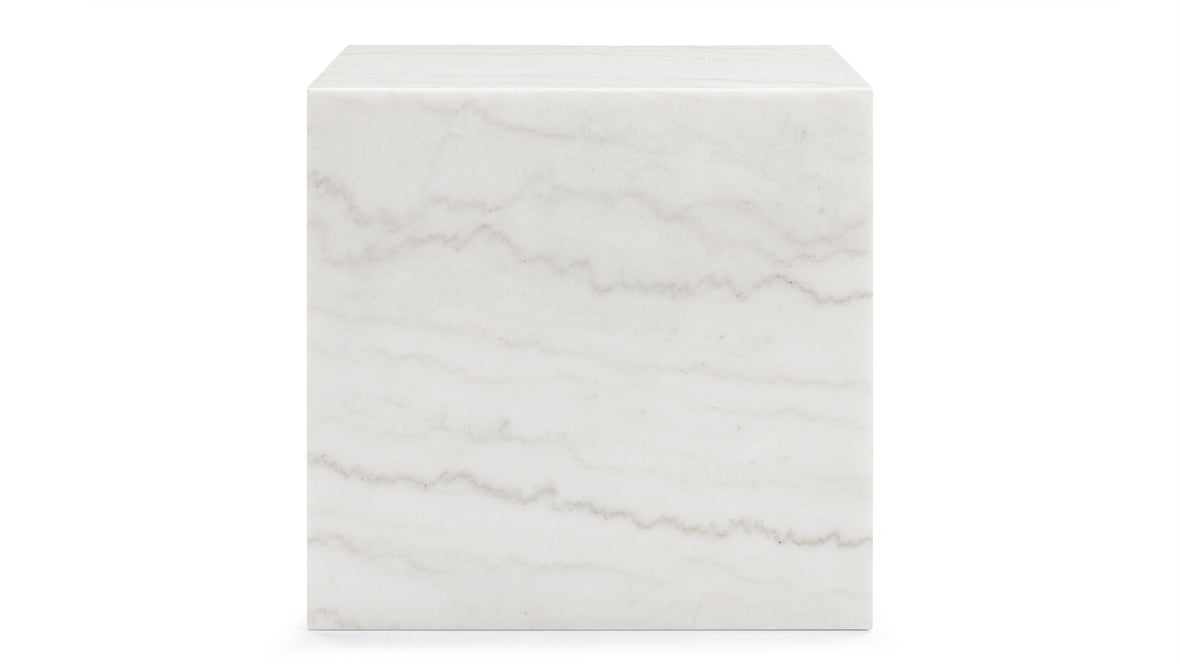 Plinth - Plinth Short Side Table, White Marble