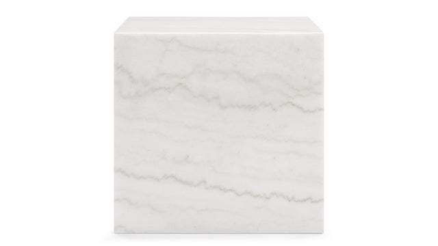 Plinth - Plinth Short Side Table, White Marble