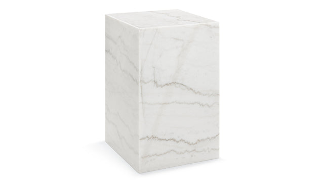 Plinth - Plinth Side Table, White Marble