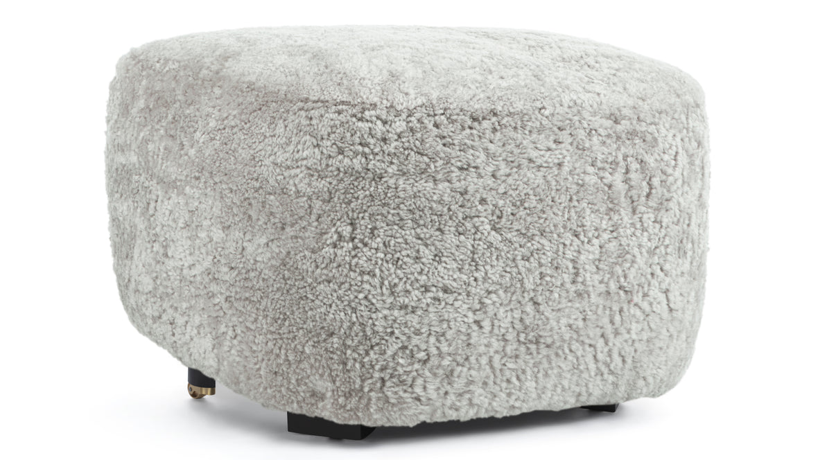 Tired Man - Tired Man Ottoman, Soft Gray Luxe Sheepskin