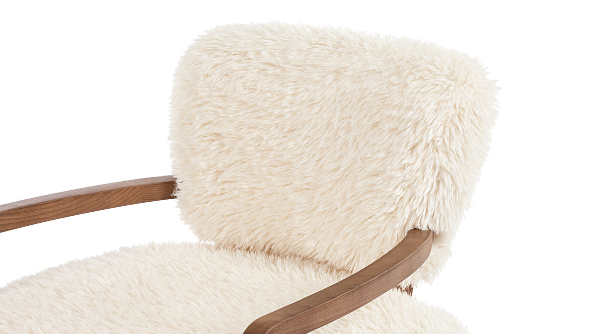 Yeti - Yeti Cabana Chair, White Long Hair Sherpa and Walnut