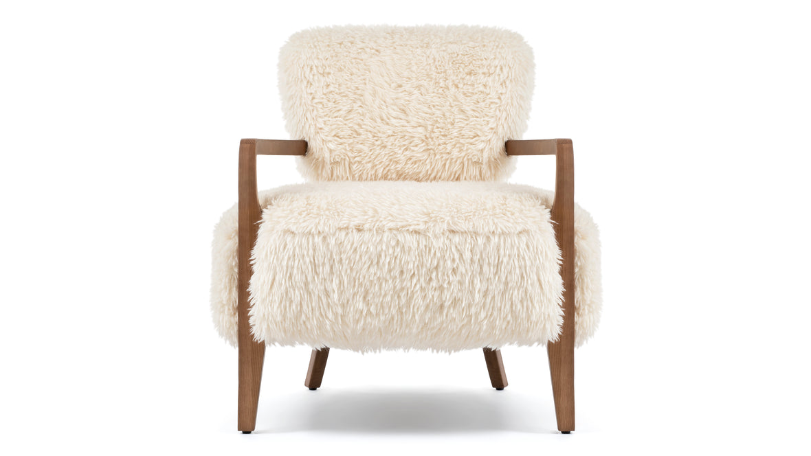 Cabana - Cabana Chair, White Long Hair Sherpa and Walnut