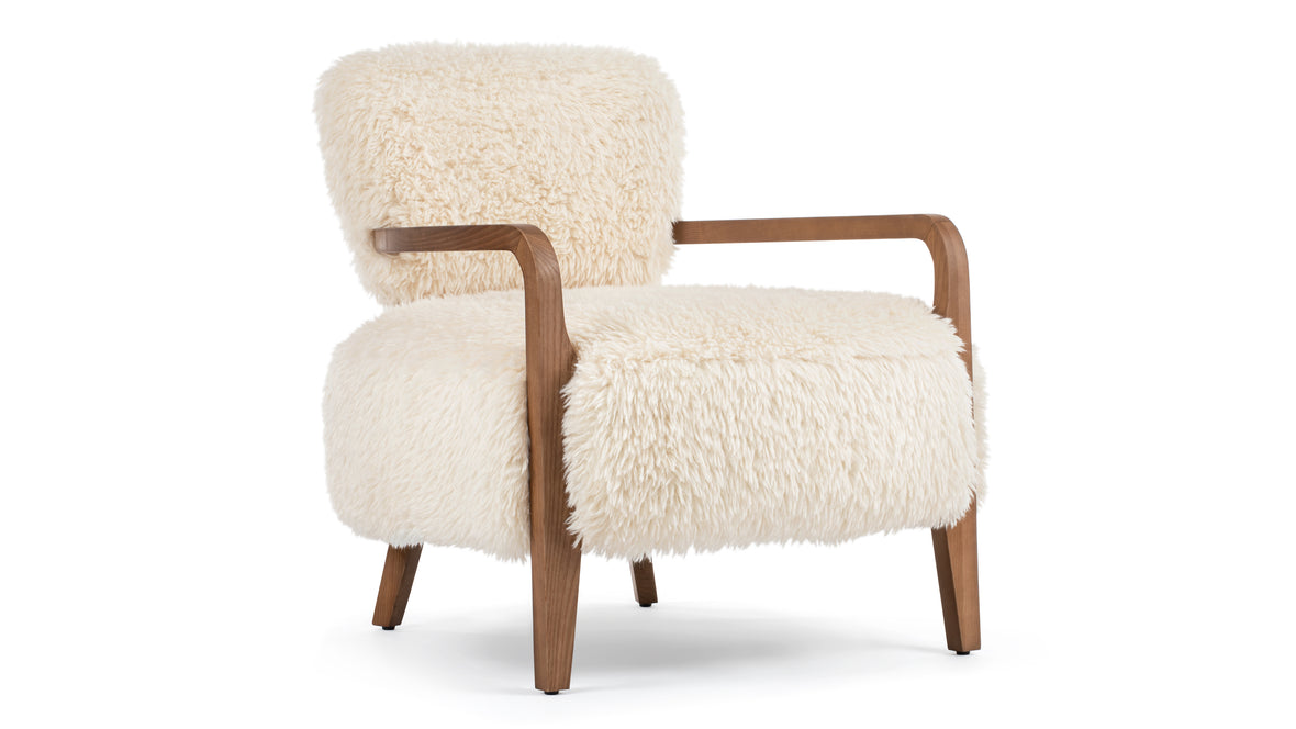 Yeti - Yeti Cabana Chair, White Long Hair Sherpa and Walnut