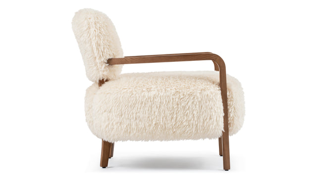 Yeti - Yeti Cabana Chair, White Long Hair Sherpa and Walnut