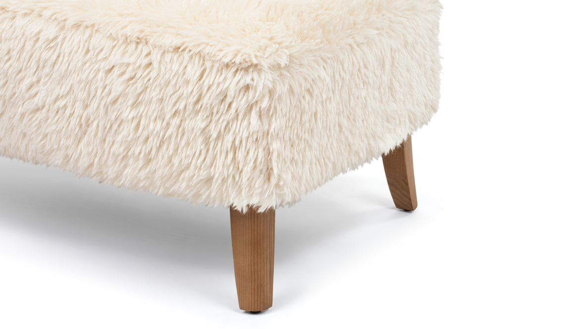 Yeti - Yeti Cabana Ottoman, White Long Hair Sherpa and Walnut