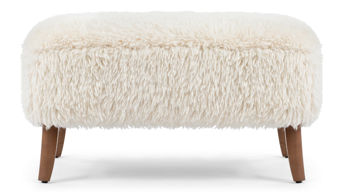 Yeti - Yeti Ottoman, White Long Hair Sherpa and Walnut