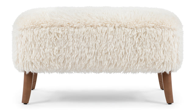 Yeti - Yeti Cabana Ottoman, White Long Hair Sherpa and Walnut