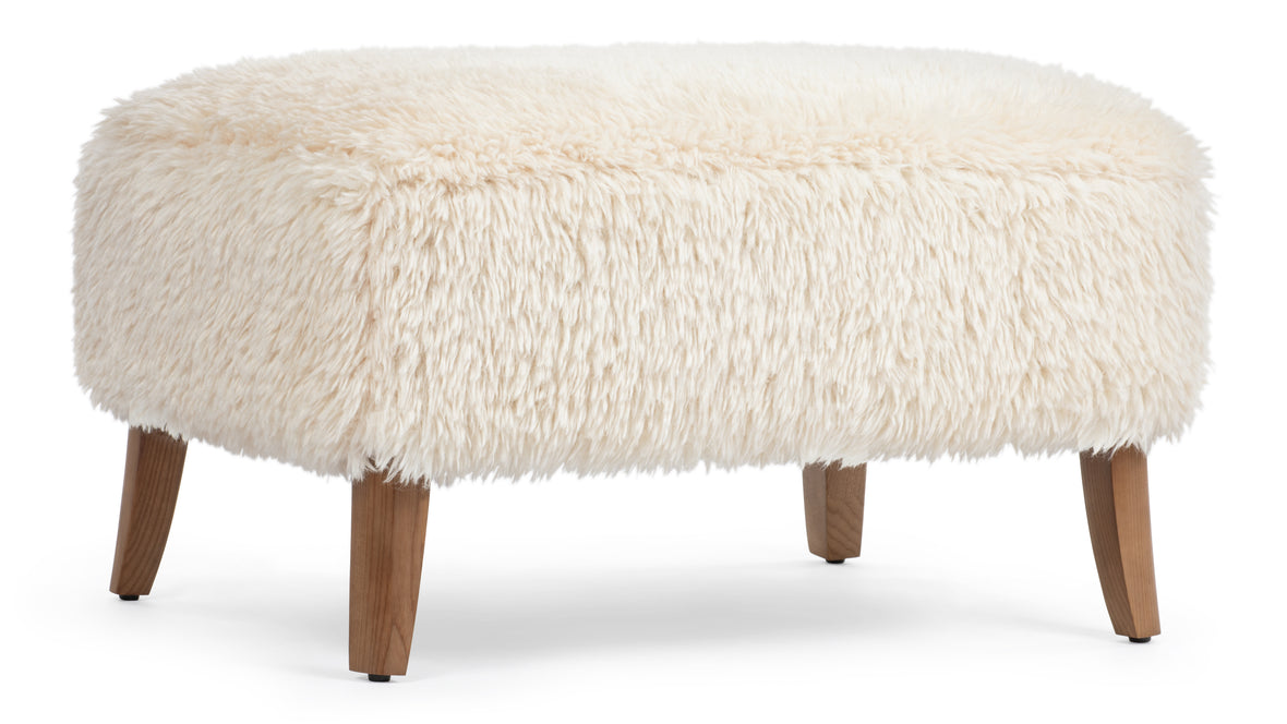 Yeti - Yeti Ottoman, White Long Hair Sherpa and Walnut