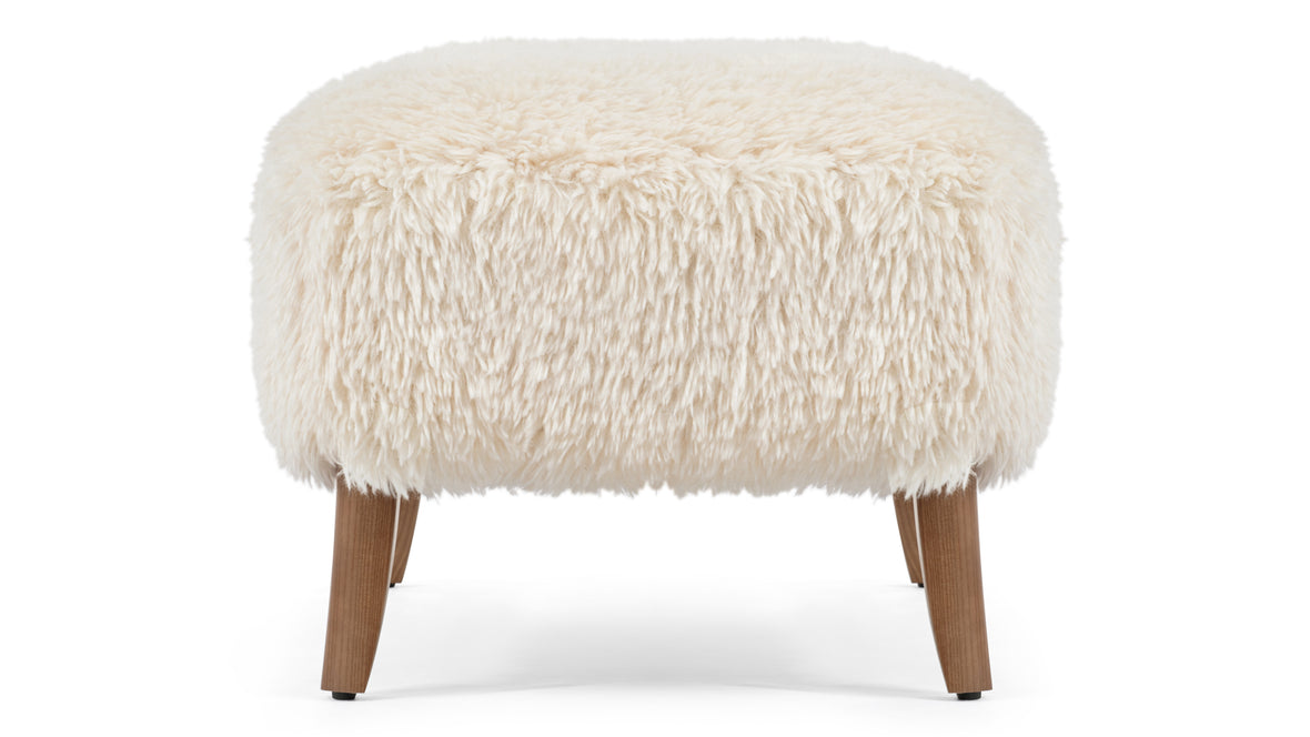 Yeti - Yeti Ottoman, White Long Hair Sherpa and Walnut