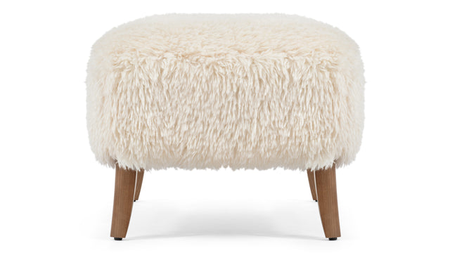 Yeti - Yeti Cabana Ottoman, White Long Hair Sherpa and Walnut