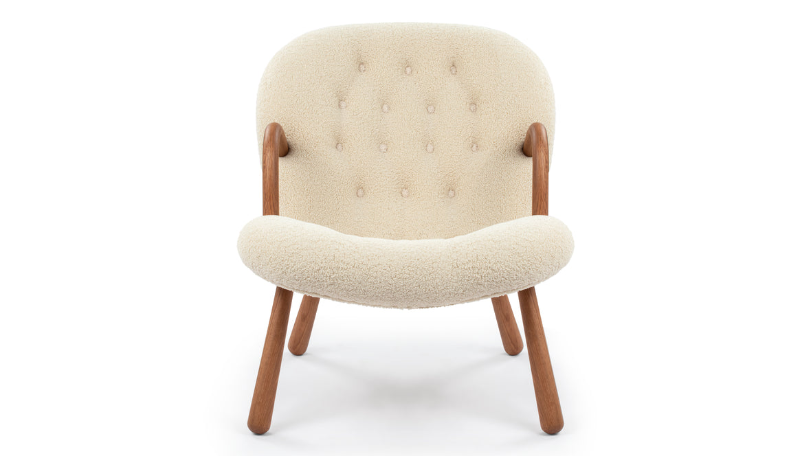 Clam - Clam Chair, White Short Hair Sherpa