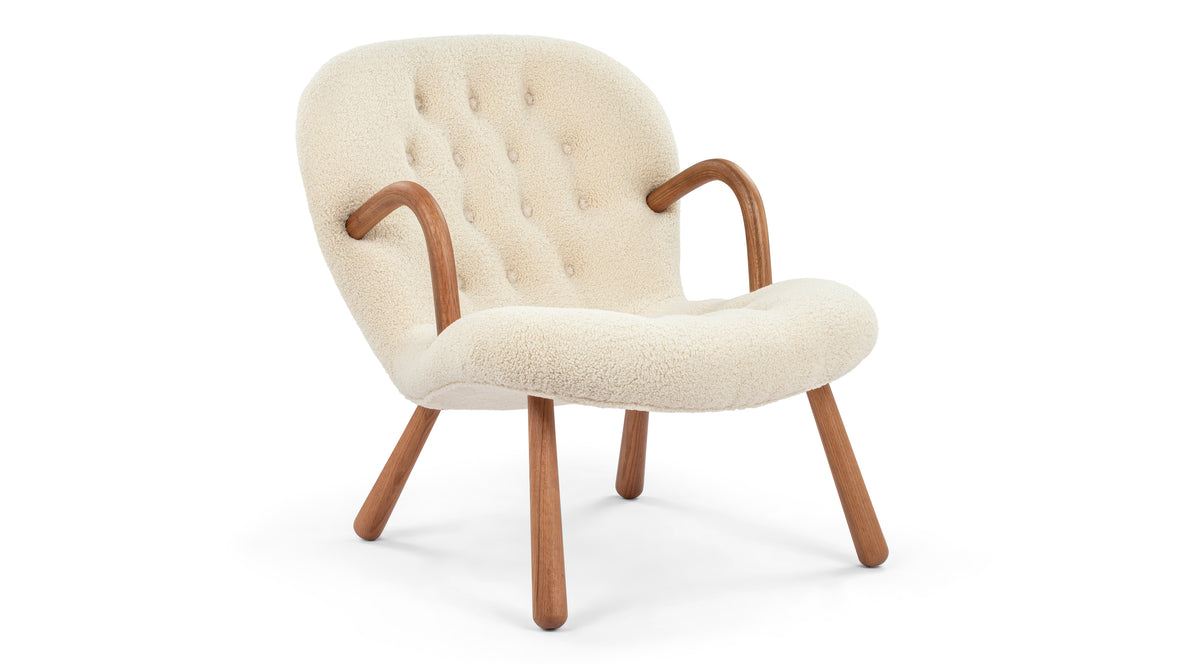 Clam - Clam Chair, White Short Hair Sherpa