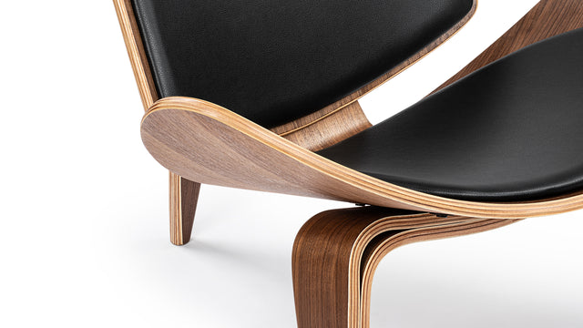 CH07 - CH07 Lounge Chair, Deep Black Vegan Leather and Walnut