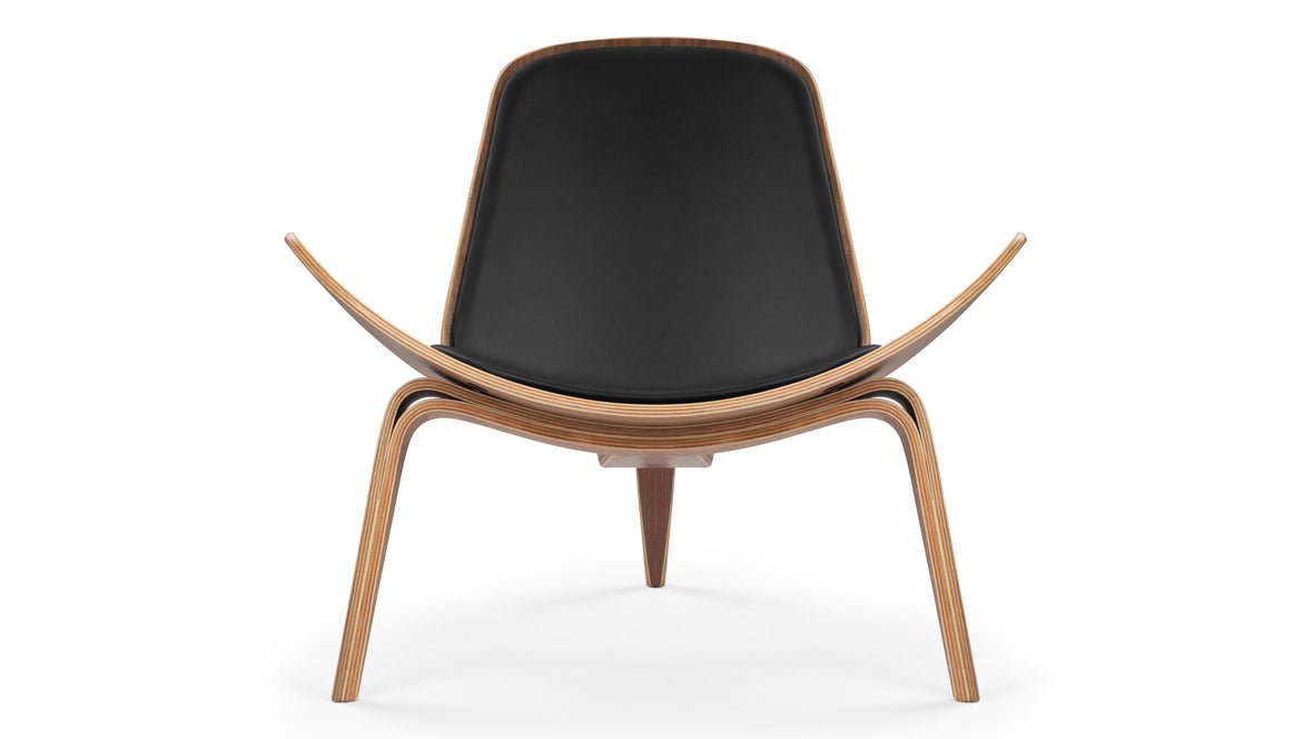 CH07 - CH07 Lounge Chair, Deep Black Vegan Leather and Walnut