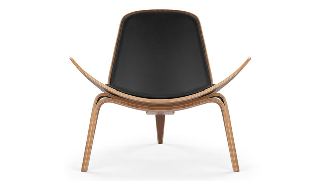 CH07 - CH07 Lounge Chair, Deep Black Vegan Leather and Walnut