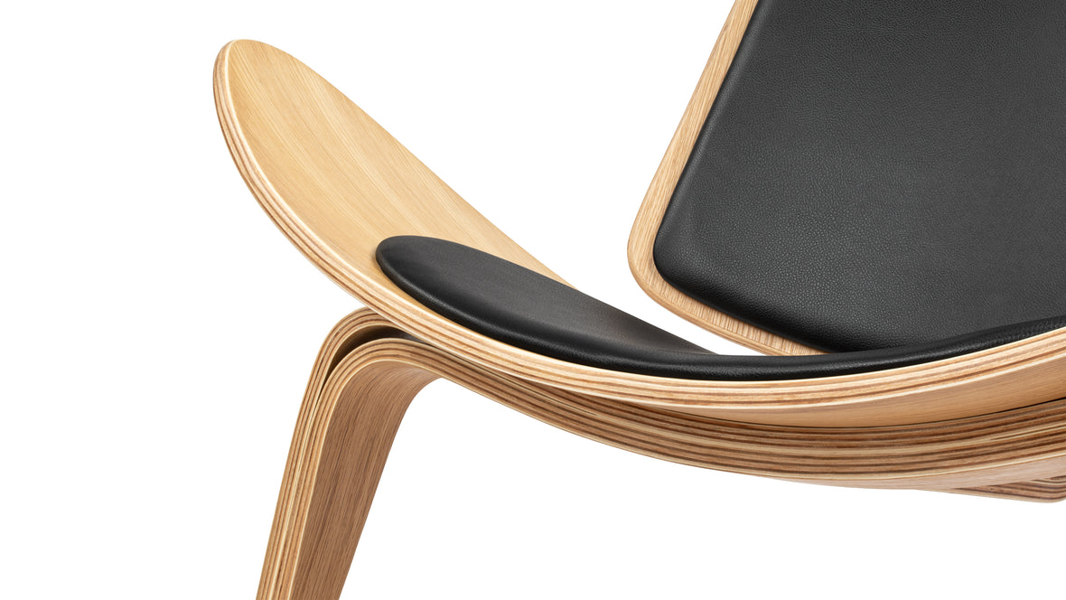 Shell - Shell Lounge Chair, Black Vegan Leather and Oak