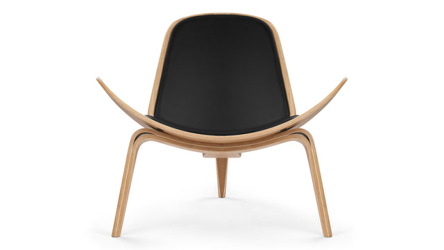 Shell - Shell Lounge Chair, Black Vegan Leather and Oak