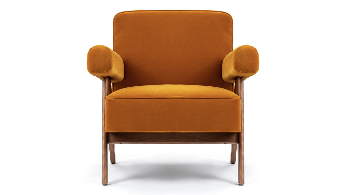 Jeanneret - Jeanneret Lounge Chair, Orange Luxe Velvet