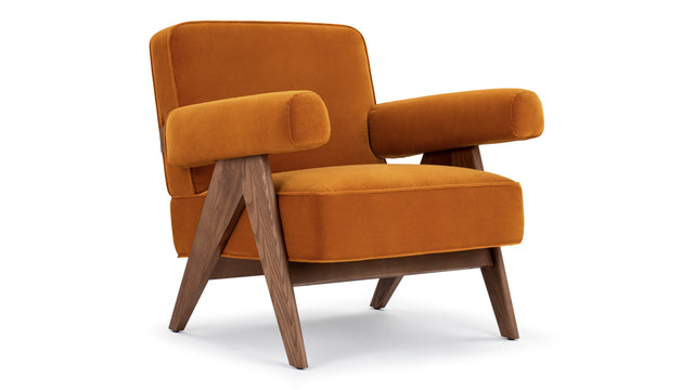 Jeanneret - Jeanneret Lounge Chair, Orange Luxe Velvet