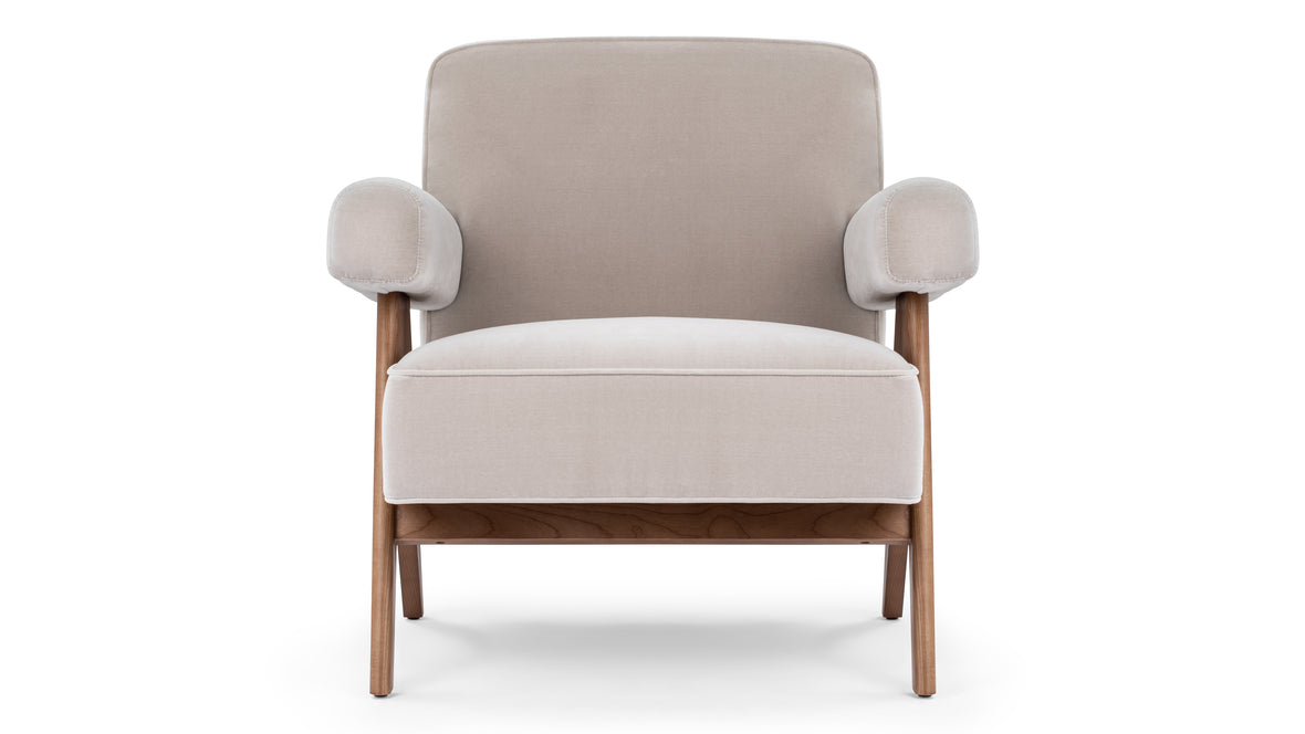 Jeanneret - Jeanneret Lounge Chair, Oyster Luxe Velvet