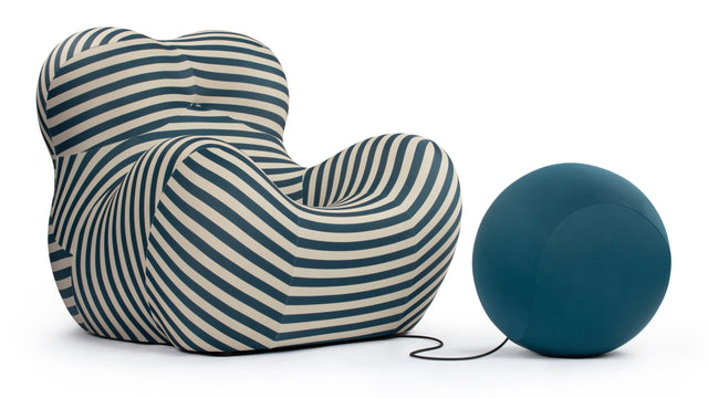 Mamma - Mamma Chair and Ottoman, Teal Stripe with Teal Ball