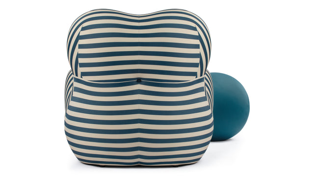 Mamma - Mamma Chair and Ottoman, Teal Stripe with Teal Ball