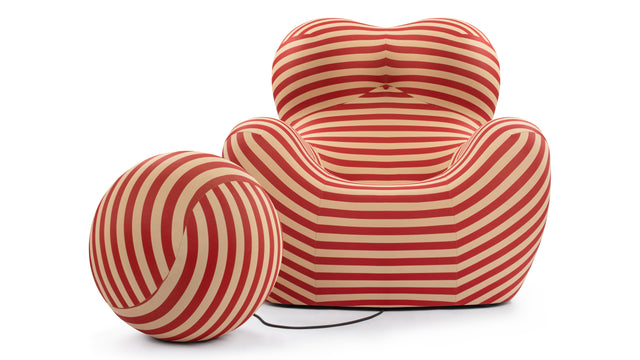 Mamma - Mamma Chair and Ottoman, Red Stripe