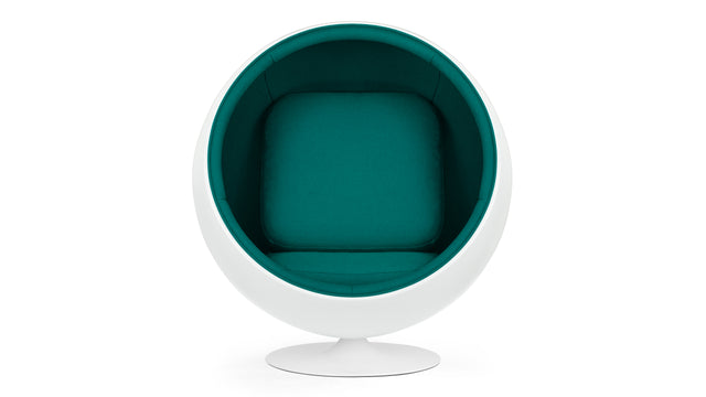 Ball - Ball Chair, Deep Sea Green Wool and White