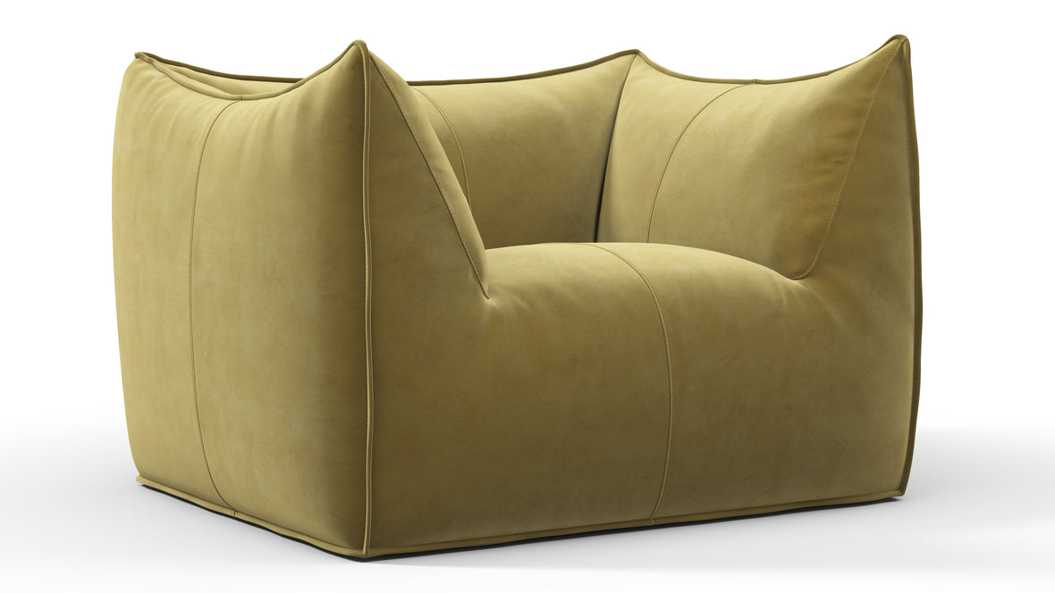 Bambole - Mario Bellini Bambole Lounge Chair, Olive Gold Velvet