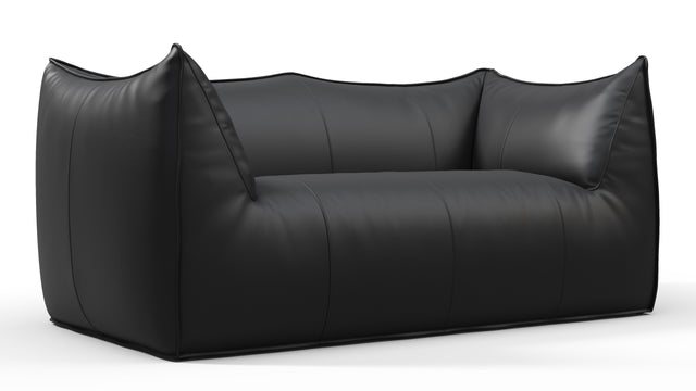 Leandro - Leandro Two Seater Sofa, Vintage Black Vegan Leather